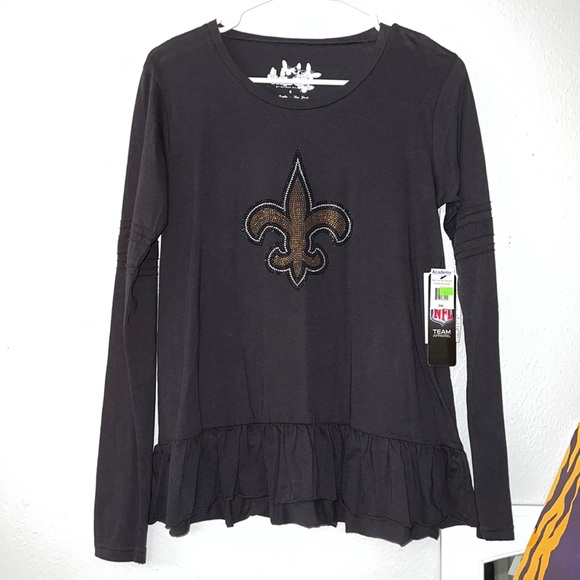 NFL Tops - new orleans saints bejeweled long sleeve top